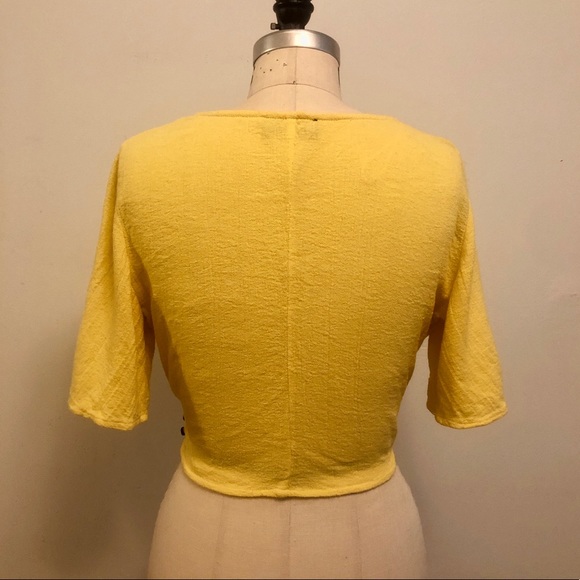 Zara Yellow Wrap Top with Button Detail - Picture 3 of 3
